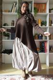 Bowie Asymmetric Turtle Neck Ribby Knit Chocolate